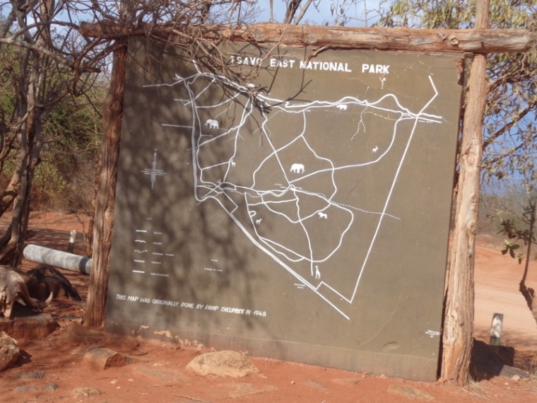 Map of Tsavo East drawn by David Sheldrick - first warden of the park in 1948