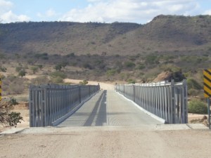The new steel bridge near Lugard Falls shouldering the Yatta Plateau - longest lava flow in the world - connecting the northern and sounther parts of Tsavo East