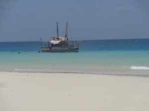 Dhow by sand bar in Kisite-Mpunguti National Marine Park