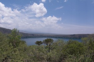 Lake Chala - a crater lake on slopes of Kilimanjaro - with the Kenya-Tanzania border running through the middle. Copyright Luca Borghesio