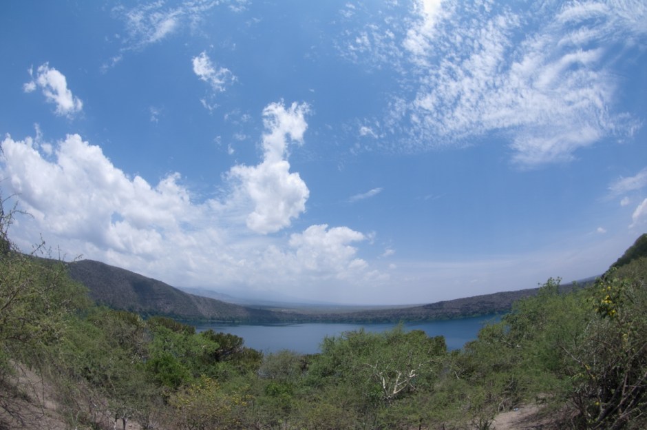 Lake Chala - a crater lake on slopes of Kilimanjaro - with the Kenya-Tanzania border running through the middle. Copyright Luca Borghesio