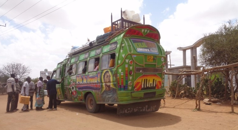Matatu by the AIC church at Ikutha Copyright Rupi Mangat