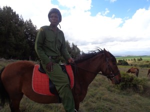 The Joint Wildlife Protection team patrolling on foot and horseback –Ethiopian ponies that can withstand the high altitude cold and rough terrain Copyright Rupi Mangat
