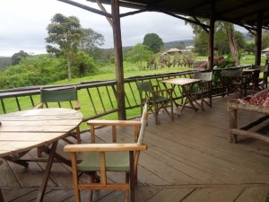The verandah at Castle Forest Lodge on Mount Kenya Copyright Rupi Mangat