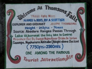 Sign at Thomson's Falls, Nyahururu Copyright Maya Mangat