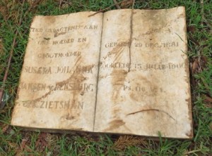 Tombstone of Dutch settler early 20th Century discarded at A.I.C .Nyahururu cemetry Copyright Maya Mangat