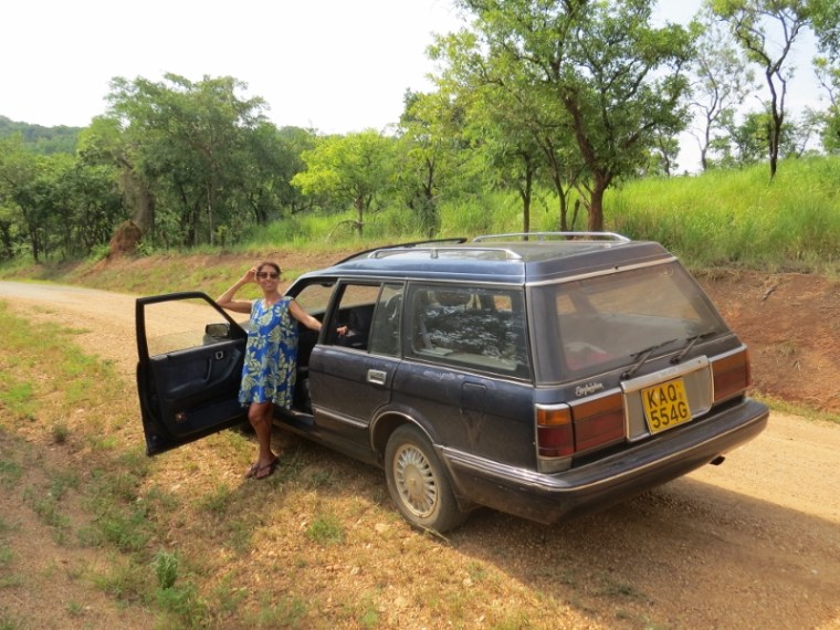 At Murchison Falls national Park inthe sturdy Toyota Crown Royal Saloon 1985 model - not a single puncture the entire 2,000km safari - copyright Rupi Mangat