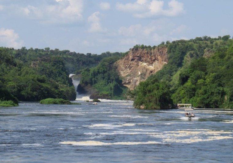 The first sight of Murchison Falls from the boat Copyright Rupi Mangat