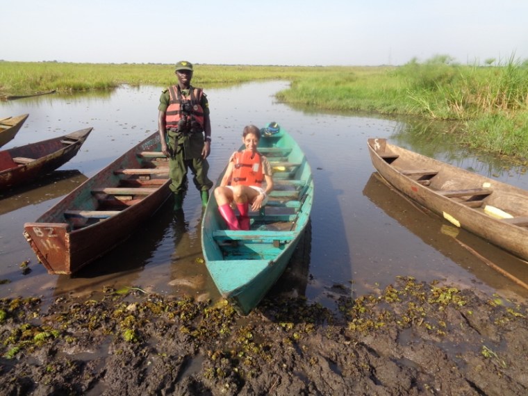 Ready for a sail on community land by Ziwa Rhino Sanctuary in search of srhoebill storks and more. Copyright Rupi Mangat