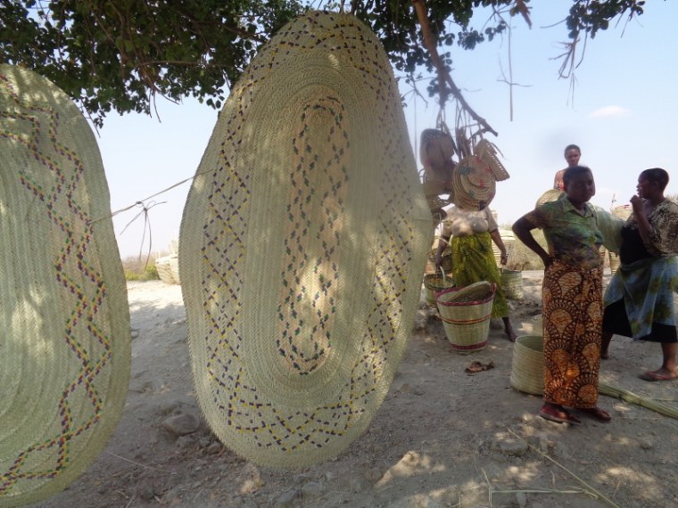 Local women's self-help group near Randilen WMA in Tanzania selling makekas (mats) they weave for income-generation. Picture: Galib Mangat