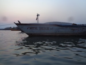 local fishing boat belonging to Congolese fishers at Kigoma - in French - Notre Tresor - our treasure. copyright Rupi Mangat