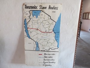 Inside Livingstone's house in Kazeh in 1870s - Map of the slave routes Copyright Rupi Mangat