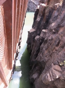 Steep dive into Cheploge Gorge from the bridge staddling it. Copyright Rupi Mangat