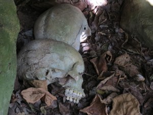 Skulls of respected men inside the cave - in Vuria part of the Taita Hills - copyright Rupi Mangat