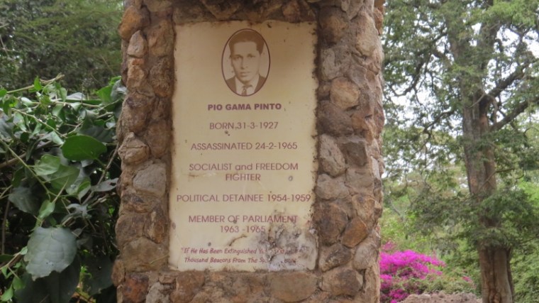 Pio Gama Pinto sign at Murumbi Reace Momorial Garden at Nairobi City Park. Copyright Rupi Mangat Feb 2019 (800x450)