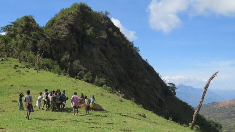Pokot kids playing football on the ridge of Sekerr Hills . Copyright Rupi Mangat (2) (800x450)
