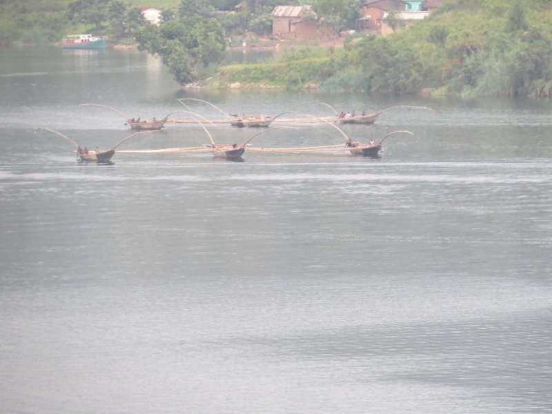 Pirogues on Lake Kivu as fishermen row ot for the night to trawl for the tasty fingerling, sambaza Copyrght Rupi Mangat (800x600)