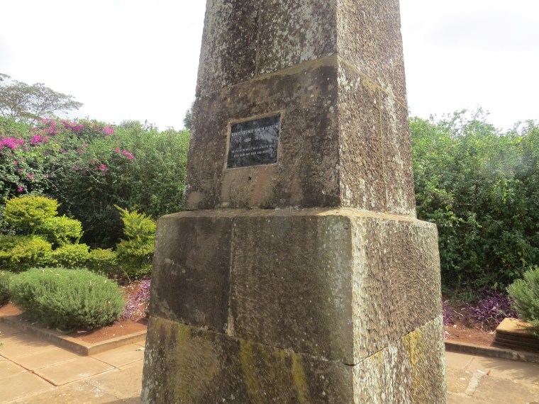 Part of the obelix with the plaque on Ngong Hills for Denys Finch Hatton reads ‘He prayeth well, who loveth well both man and bird and beast’. . Copyright Rupi Mangat