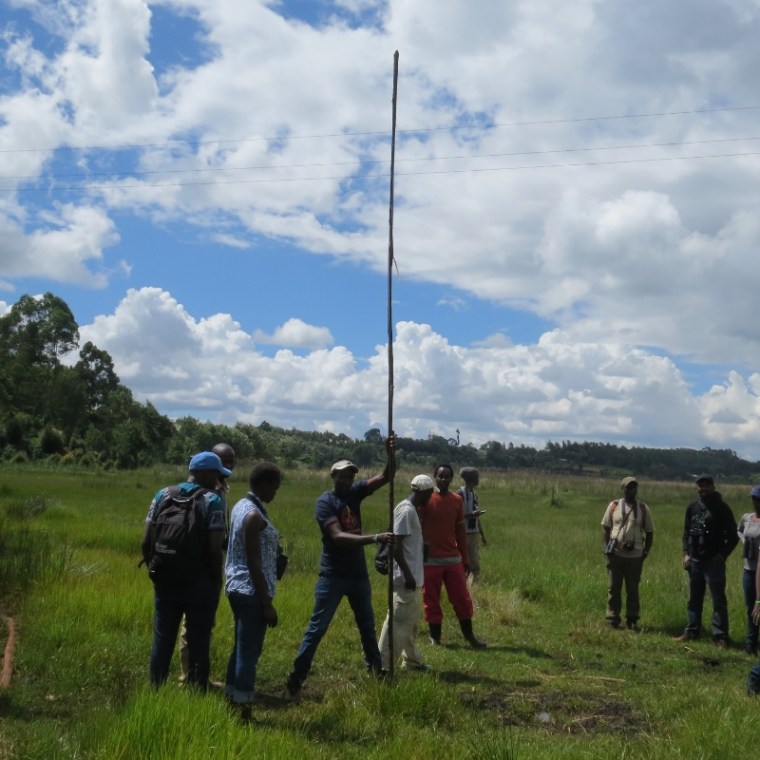 On Ondiri Swamp . The tall pole is the depth of the water. Copyright Rupi Mangat (800x800)