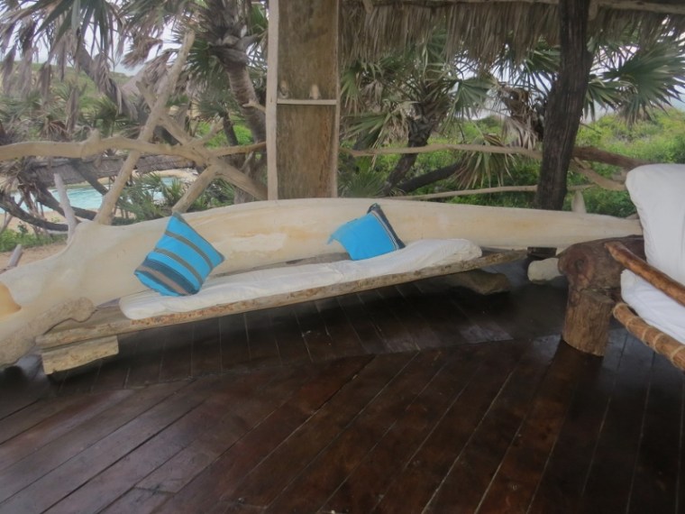 Whale rib turned into a seat at Delta Dunes. Copright Rupi Mangat. One time use only (800x600)